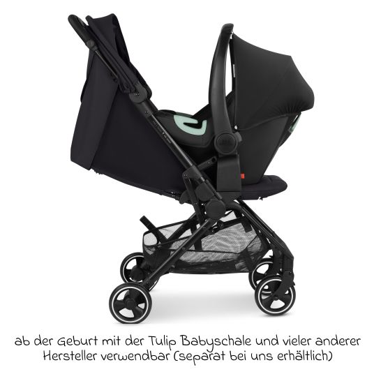 ABC Design Buggy & pushchair Ping 3 Travel up to 22 kg with flat reclining position incl. carrycot & shoulder strap - Pure - Coal