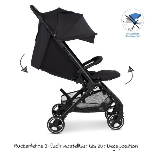 ABC Design Buggy & pushchair Ping 3 Travel up to 22 kg with flat reclining position incl. carrycot & shoulder strap - Pure - Coal