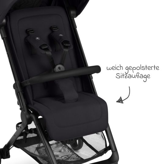 ABC Design Buggy & pushchair Ping 3 Travel up to 22 kg with flat reclining position incl. carrycot & shoulder strap - Pure - Coal