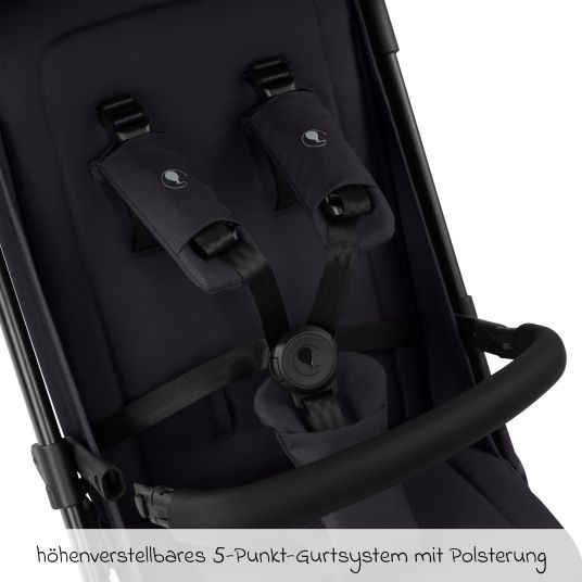 ABC Design Buggy & pushchair Ping 3 Travel up to 22 kg with flat reclining position incl. carrycot & shoulder strap - Pure - Coal