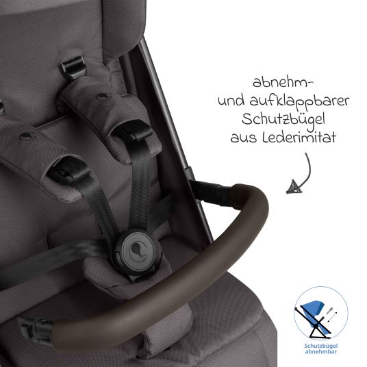 ABC Design Buggy & pushchair Ping 3 Trekking up to 22 kg with flat reclining position incl. seat insert, carry bag & shoulder strap - Falcon