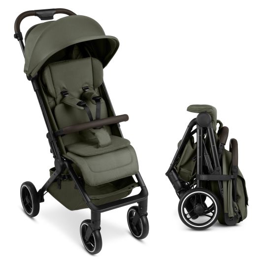 ABC Design Buggy & pushchair Ping 3 Trekking up to 22 kg with flat reclining position incl. seat insert, carrycot & shoulder strap - Pure - Avocado