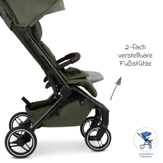 ABC Design Buggy & pushchair Ping 3 Trekking up to 22 kg with flat reclining position incl. seat insert, carrycot & shoulder strap - Pure - Avocado