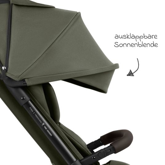 ABC Design Buggy & pushchair Ping 3 Trekking up to 22 kg with flat reclining position incl. seat insert, carrycot & shoulder strap - Pure - Avocado