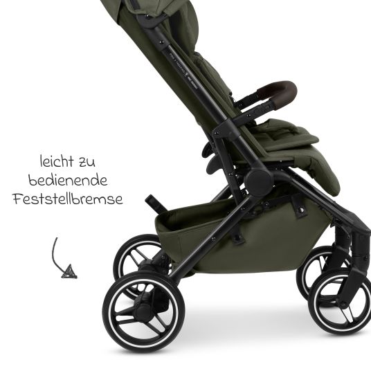 ABC Design Buggy & pushchair Ping 3 Trekking up to 22 kg with flat reclining position incl. seat insert, carrycot & shoulder strap - Pure - Avocado