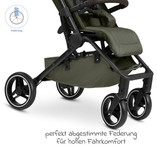 ABC Design Buggy & pushchair Ping 3 Trekking up to 22 kg with flat reclining position incl. seat insert, carrycot & shoulder strap - Pure - Avocado