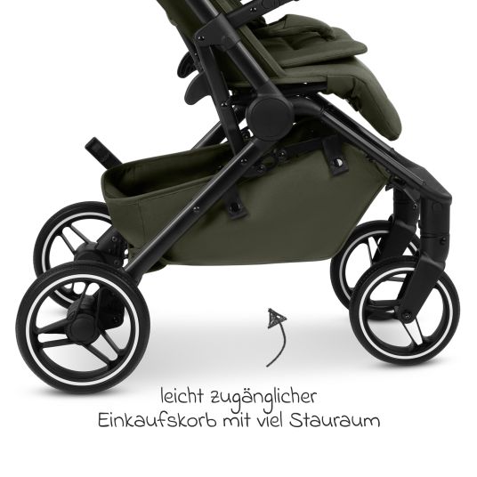 ABC Design Buggy & pushchair Ping 3 Trekking up to 22 kg with flat reclining position incl. seat insert, carrycot & shoulder strap - Pure - Avocado