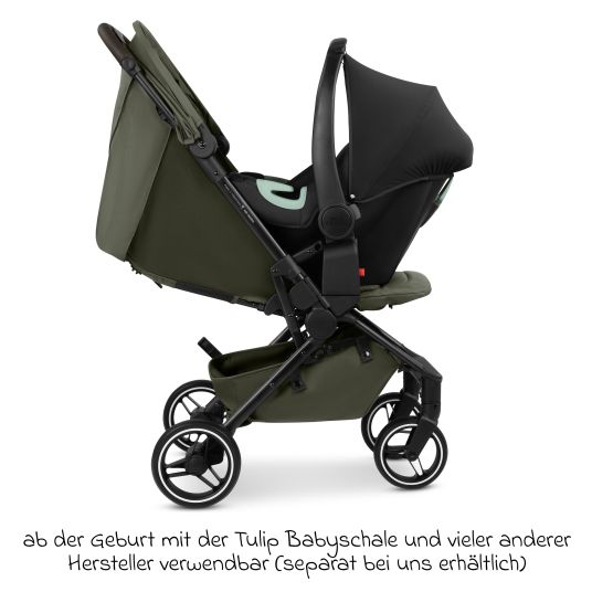 ABC Design Buggy & pushchair Ping 3 Trekking up to 22 kg with flat reclining position incl. seat insert, carrycot & shoulder strap - Pure - Avocado