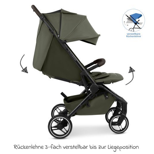 ABC Design Buggy & pushchair Ping 3 Trekking up to 22 kg with flat reclining position incl. seat insert, carrycot & shoulder strap - Pure - Avocado