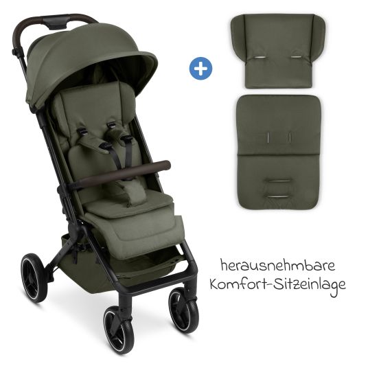 ABC Design Buggy & pushchair Ping 3 Trekking up to 22 kg with flat reclining position incl. seat insert, carrycot & shoulder strap - Pure - Avocado