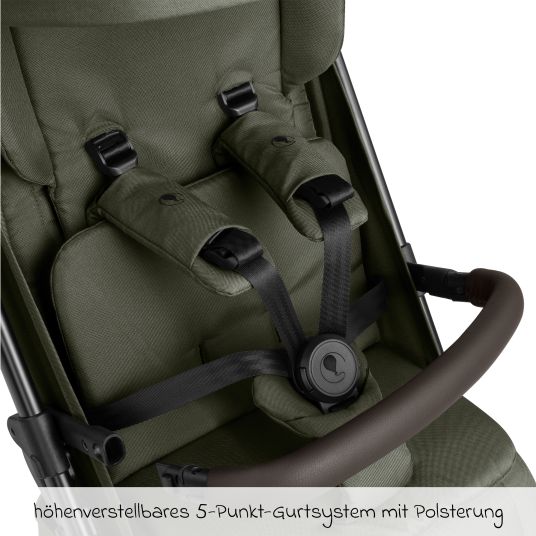 ABC Design Buggy & pushchair Ping 3 Trekking up to 22 kg with flat reclining position incl. seat insert, carrycot & shoulder strap - Pure - Avocado