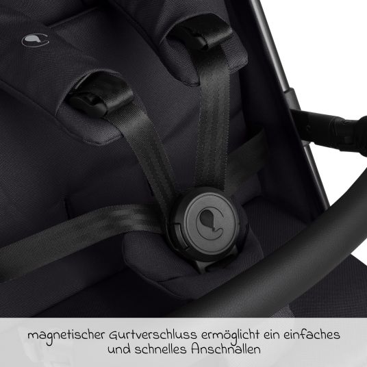 ABC Design Buggy & pushchair Ping 3 Trekking up to 22 kg with flat reclining position incl. seat insert, carrycot & shoulder strap - Pure - Coal