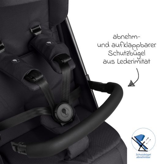 ABC Design Buggy & pushchair Ping 3 Trekking up to 22 kg with flat reclining position incl. seat insert, carrycot & shoulder strap - Pure - Coal