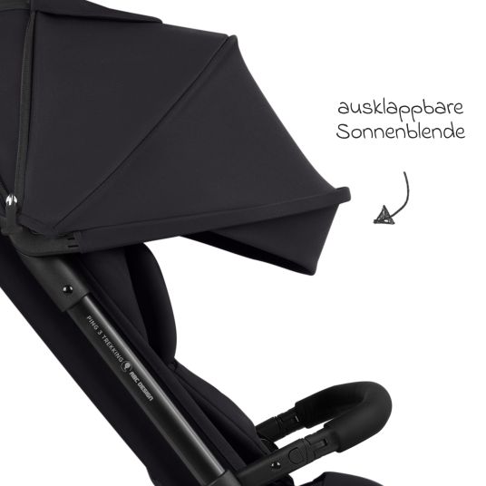 ABC Design Buggy & pushchair Ping 3 Trekking up to 22 kg with flat reclining position incl. seat insert, carrycot & shoulder strap - Pure - Coal