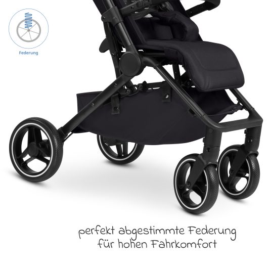 ABC Design Buggy & pushchair Ping 3 Trekking up to 22 kg with flat reclining position incl. seat insert, carrycot & shoulder strap - Pure - Coal