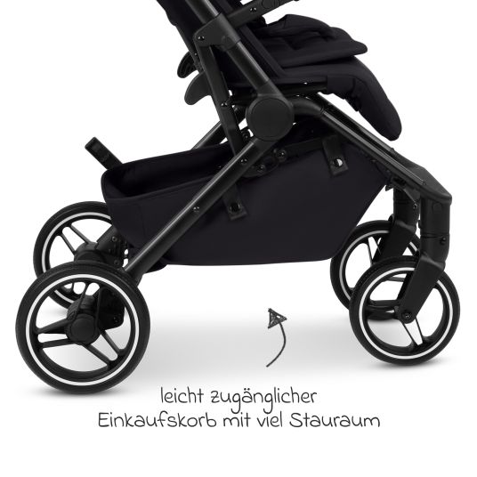 ABC Design Buggy & pushchair Ping 3 Trekking up to 22 kg with flat reclining position incl. seat insert, carrycot & shoulder strap - Pure - Coal