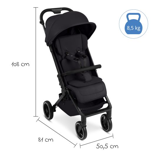 ABC Design Buggy & pushchair Ping 3 Trekking up to 22 kg with flat reclining position incl. seat insert, carrycot & shoulder strap - Pure - Coal