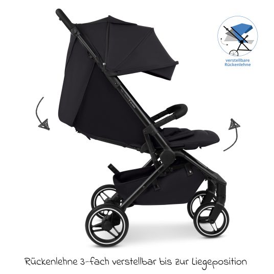 ABC Design Buggy & pushchair Ping 3 Trekking up to 22 kg with flat reclining position incl. seat insert, carrycot & shoulder strap - Pure - Coal