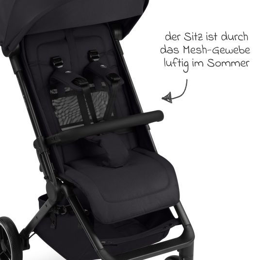 ABC Design Buggy & pushchair Ping 3 Trekking up to 22 kg with flat reclining position incl. seat insert, carrycot & shoulder strap - Pure - Coal