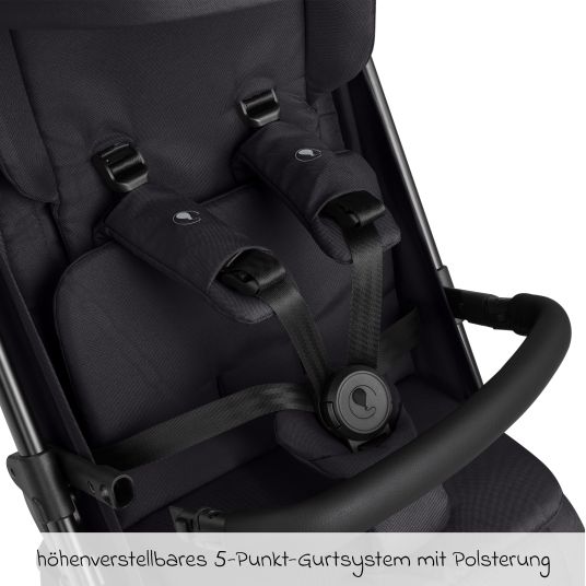 ABC Design Buggy & pushchair Ping 3 Trekking up to 22 kg with flat reclining position incl. seat insert, carrycot & shoulder strap - Pure - Coal