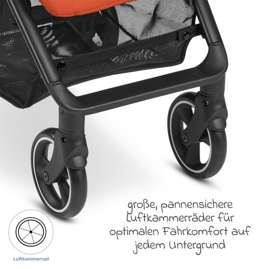 ABC Design Buggy & Sportwagen Ping Two inkl. Reboarder Pearl Pro 2 - mit flacher Liegeposition, Transporttasche & Tragegurt - Classic Edition - Carrot