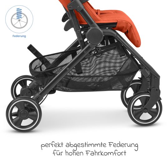 ABC Design Buggy & Sportwagen Ping Two inkl. Reboarder Pearl Pro 2 - mit flacher Liegeposition, Transporttasche & Tragegurt - Classic Edition - Carrot