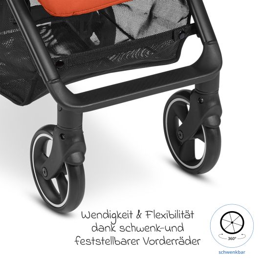 ABC Design Buggy & pushchair Ping Two incl. Reboarder Pearl Pro 2 - with flat reclining position, carrycot & shoulder strap - Classic Edition - Carrot