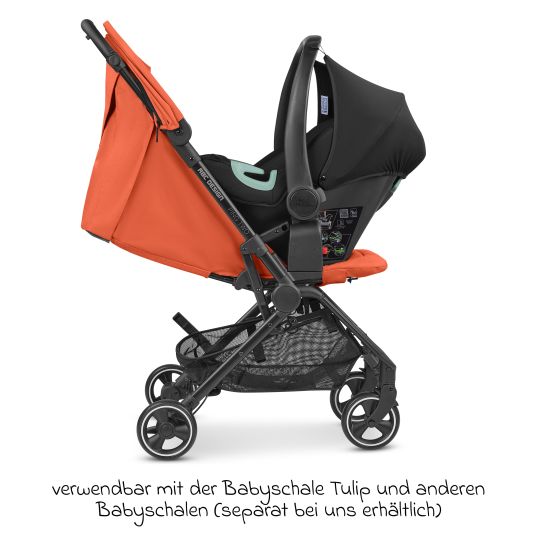 ABC Design Buggy & pushchair Ping Two incl. Reboarder Pearl Pro 2 - with flat reclining position, carrycot & shoulder strap - Classic Edition - Carrot