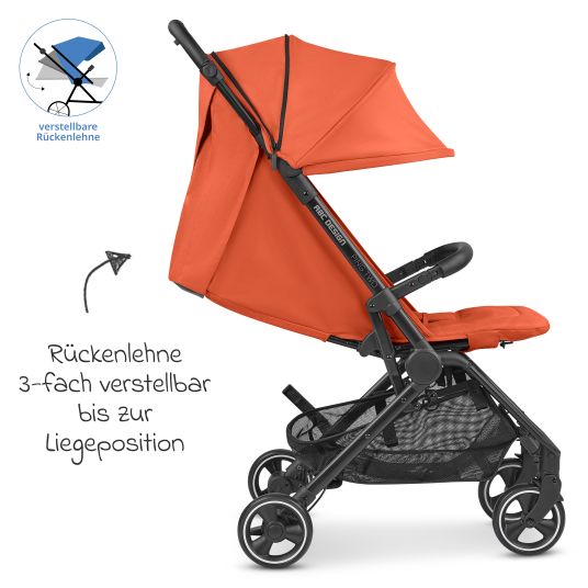 ABC Design Buggy & pushchair Ping Two incl. Reboarder Pearl Pro 2 - with flat reclining position, carrycot & shoulder strap - Classic Edition - Carrot