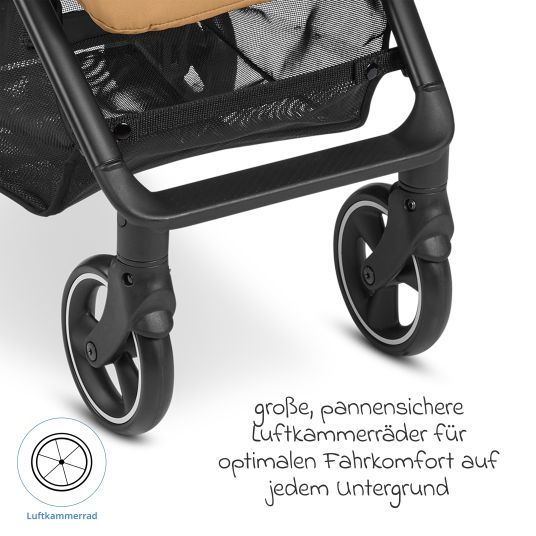 ABC Design Buggy & Sportwagen Ping Two inkl. Reboarder Pearl Pro 2 - mit flacher Liegeposition, Transporttasche & Tragegurt - Classic Edition - Honey