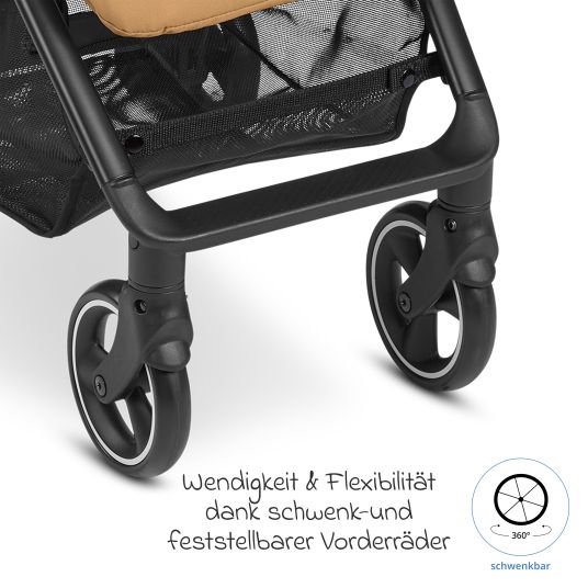 ABC Design Buggy & Sportwagen Ping Two inkl. Reboarder Pearl Pro 2 - mit flacher Liegeposition, Transporttasche & Tragegurt - Classic Edition - Honey