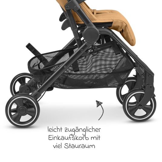 ABC Design Buggy & Sportwagen Ping Two inkl. Reboarder Pearl Pro 2 - mit flacher Liegeposition, Transporttasche & Tragegurt - Classic Edition - Honey