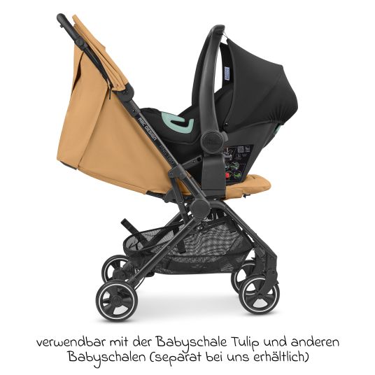 ABC Design Buggy & Sportwagen Ping Two inkl. Reboarder Pearl Pro 2 - mit flacher Liegeposition, Transporttasche & Tragegurt - Classic Edition - Honey