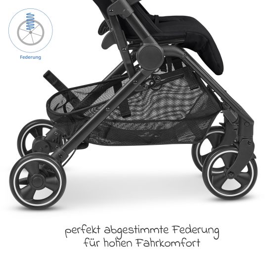 ABC Design Buggy & Sportwagen Ping Two inkl. Reboarder Pearl Pro 2 - mit flacher Liegeposition, Transporttasche & Tragegurt - Classic Edition - Ink