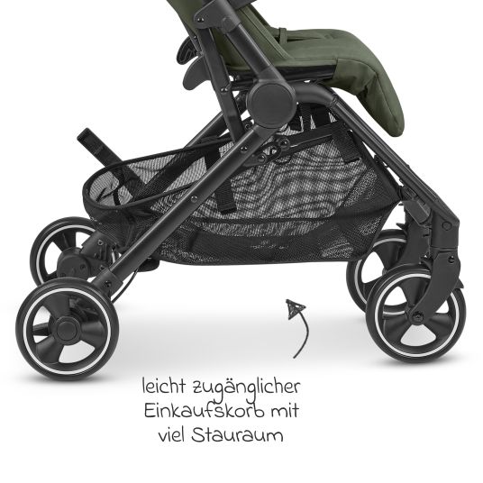 ABC Design Buggy & pushchair Ping Two incl. Reboarder Pearl Pro 2 - with flat reclining position, carrycot & shoulder strap - Classic Edition - Olive