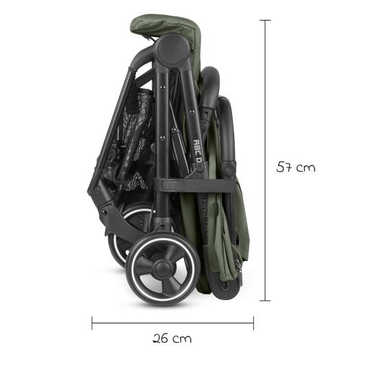 ABC Design Buggy & pushchair Ping Two incl. Reboarder Pearl Pro 2 - with flat reclining position, carrycot & shoulder strap - Classic Edition - Olive