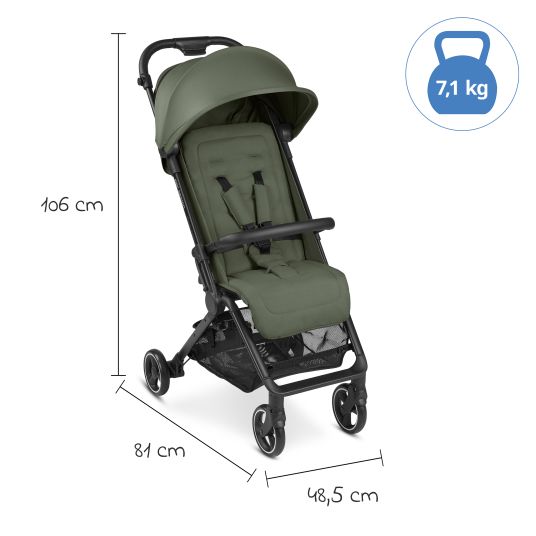 ABC Design Buggy & pushchair Ping Two incl. Reboarder Pearl Pro 2 - with flat reclining position, carrycot & shoulder strap - Classic Edition - Olive