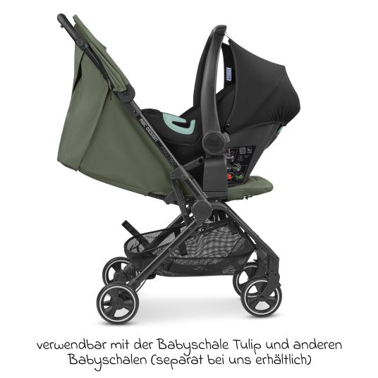 ABC Design Buggy & Sportwagen Ping Two inkl. Reboarder Pearl Pro 2 - mit flacher Liegeposition, Transporttasche & Tragegurt - Classic Edition - Olive