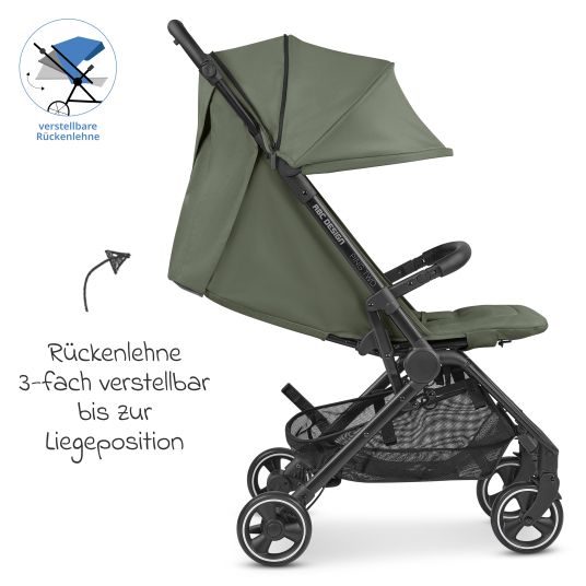 ABC Design Buggy & pushchair Ping Two incl. Reboarder Pearl Pro 2 - with flat reclining position, carrycot & shoulder strap - Classic Edition - Olive