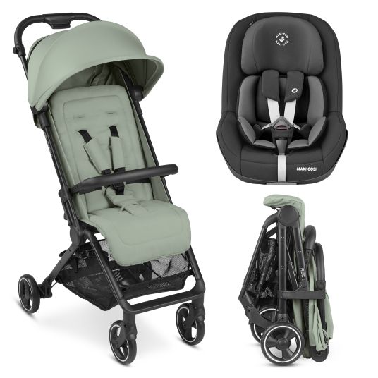 ABC Design Buggy & pushchair Ping Two incl. Reboarder Pearl Pro 2 - with flat reclining position, carrycot & shoulder strap - Classic Edition - Pine