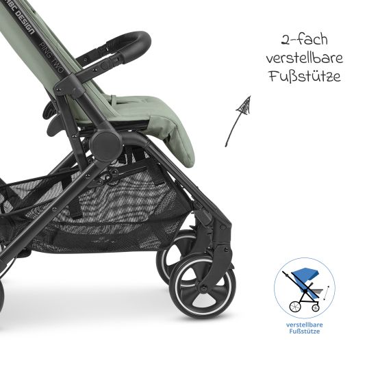 ABC Design Buggy & pushchair Ping Two incl. Reboarder Pearl Pro 2 - with flat reclining position, carrycot & shoulder strap - Classic Edition - Pine