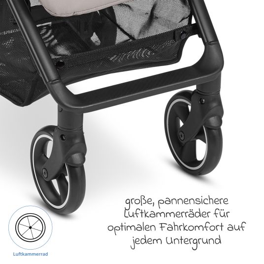 ABC Design Buggy & pushchair Ping Two incl. Reboarder Pearl Pro 2 - with flat reclining position, carrycot & shoulder strap - Classic Edition - Powder