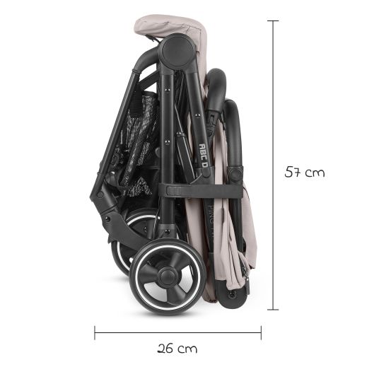 ABC Design Buggy & pushchair Ping Two incl. Reboarder Pearl Pro 2 - with flat reclining position, carrycot & shoulder strap - Classic Edition - Powder