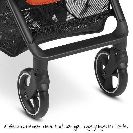 ABC Design Buggy & Sportwagen Ping Two mit flacher Liegeposition - inkl. Transporttasche & Tragegurt - Classic Edition - Carrot