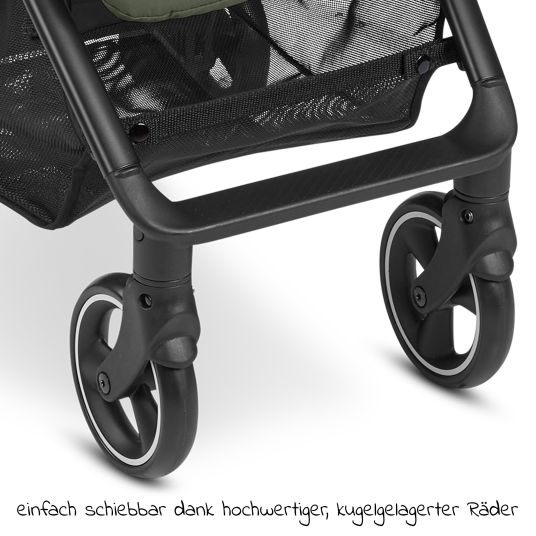 ABC Design Buggy & Sportwagen Ping Two mit flacher Liegeposition - inkl.  Transporttasche & Tragegurt - Classic Edition - Olive