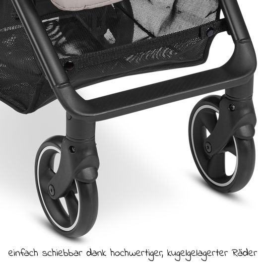 ABC Design Buggy & Sportwagen Ping Two mit flacher Liegeposition - inkl. Transporttasche & Tragegurt - Classic Edition - Powder