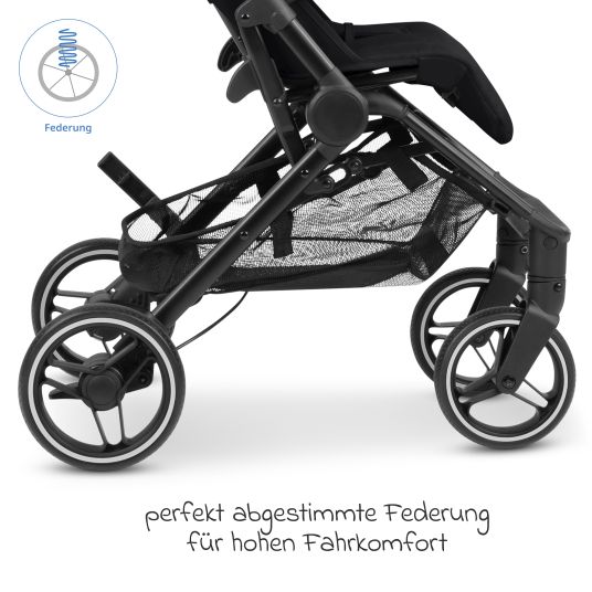 ABC Design Buggy & pushchair Ping Two Trekking incl. Reboarder Pearl Pro 2 - with flat reclining position, carrycot & shoulder strap - Ink