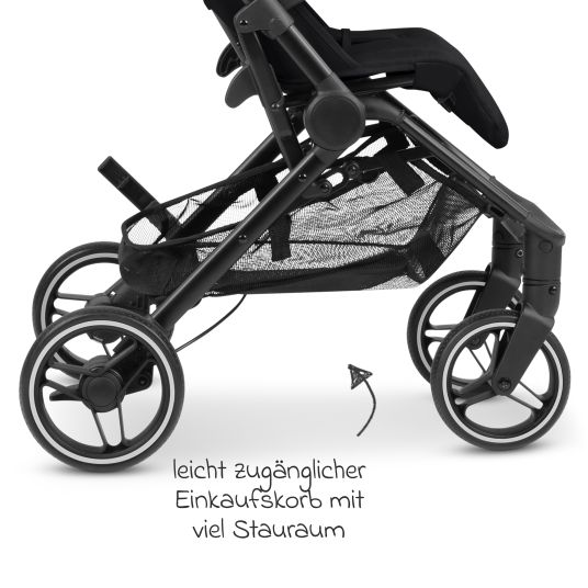 ABC Design Buggy & pushchair Ping Two Trekking incl. Reboarder Pearl Pro 2 - with flat reclining position, carrycot & shoulder strap - Ink