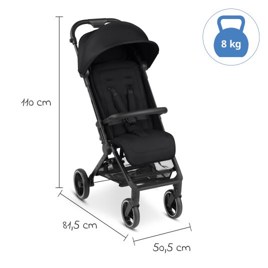 ABC Design Buggy & pushchair Ping Two Trekking incl. Reboarder Pearl Pro 2 - with flat reclining position, carrycot & shoulder strap - Ink