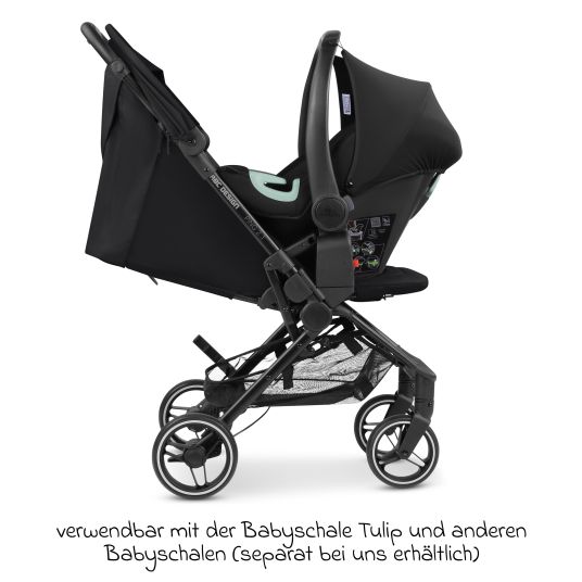 ABC Design Buggy & pushchair Ping Two Trekking incl. Reboarder Pearl Pro 2 - with flat reclining position, carrycot & shoulder strap - Ink